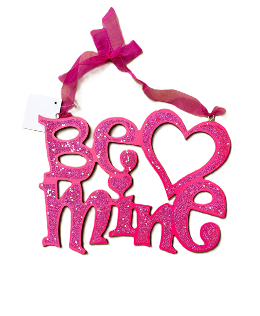 HL Valentines Decor - MDF Pink Glitter Be Mine Sign