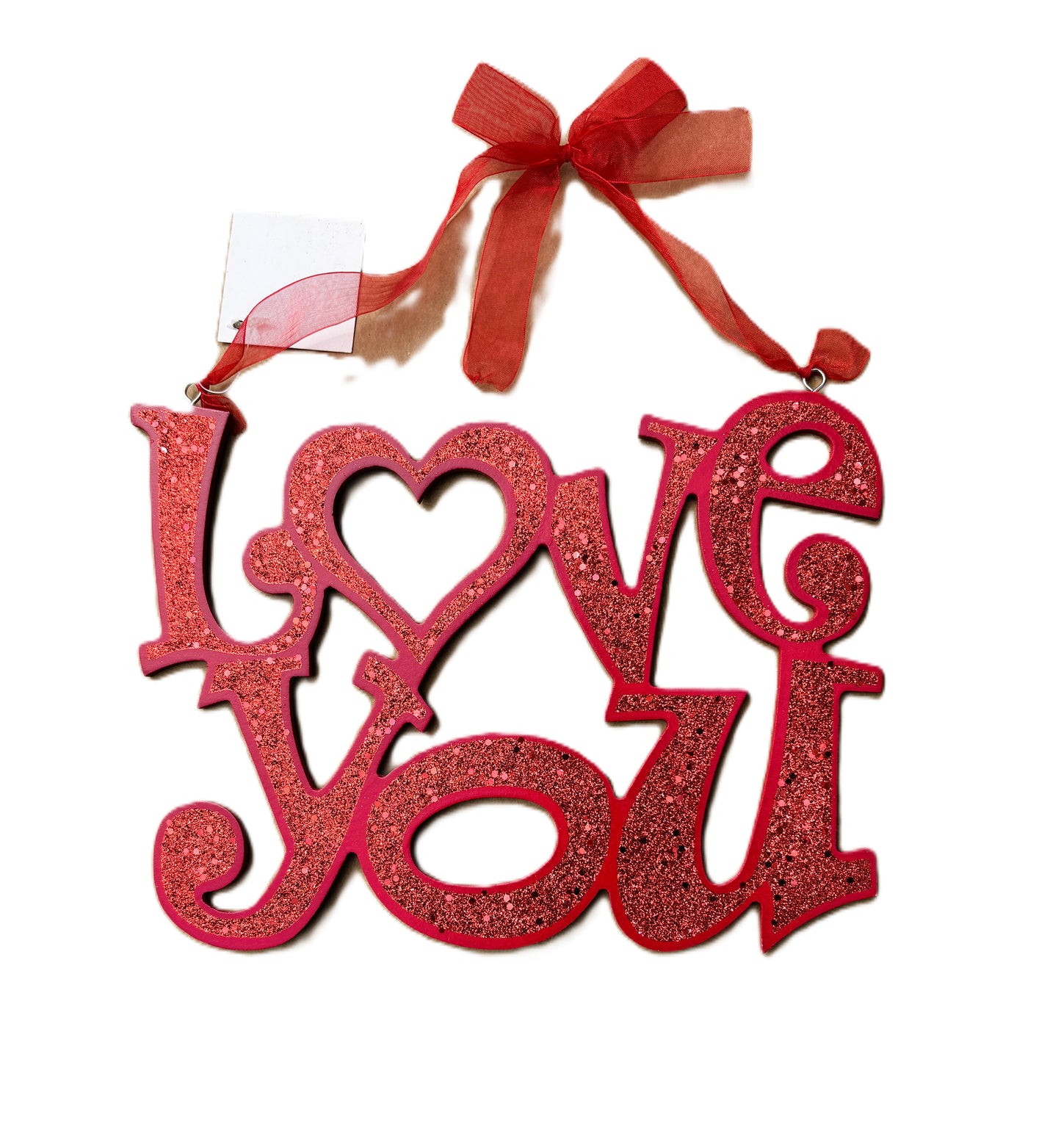 HL Valentines Decor - MDF Red Glitter Love You Sign