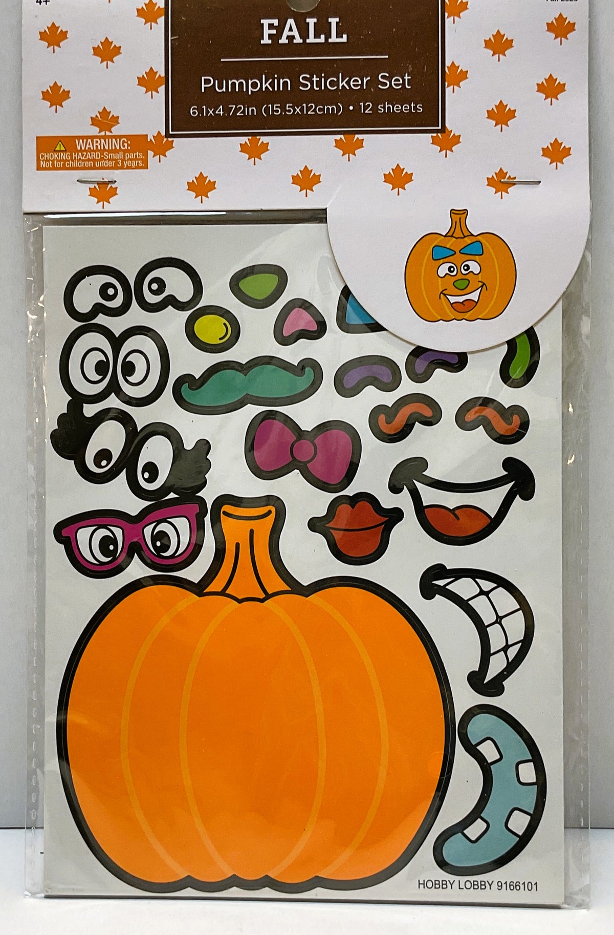 HL Fall Halloween Craft Supply - Decorate Pumpkin Sticker Set 12 Sheets