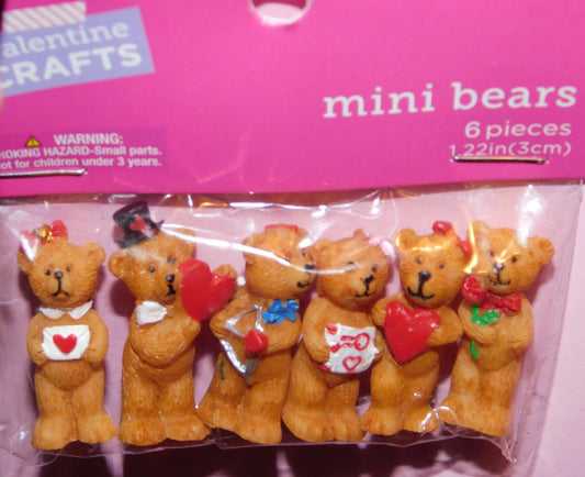 HL Valentines Craft Decor - Miniature Resin Bears 2pks