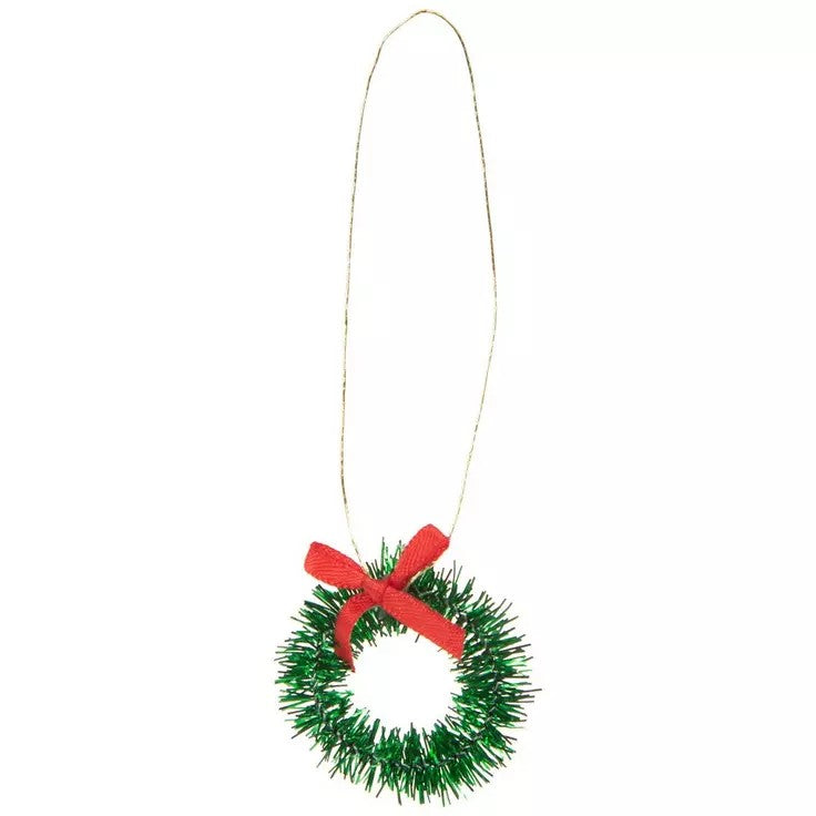 HL Christmas Craft Supply - Mini Green Wreaths With Bows Embellishments