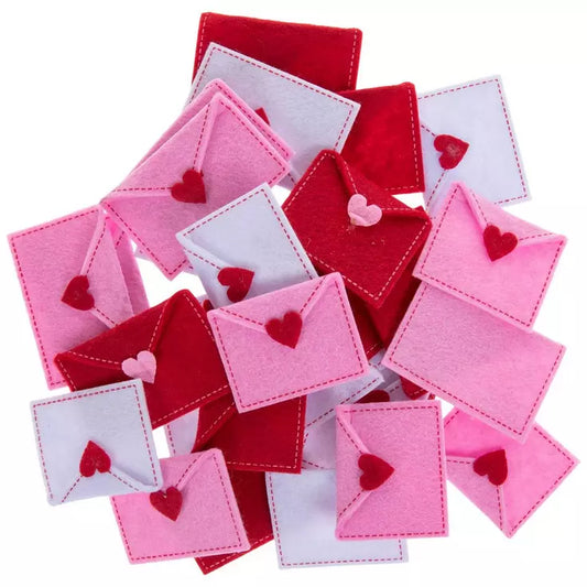 HL Valentines Craft Supply - Pink White Red Felt Love Letter 30pc