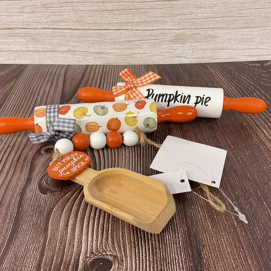 HL Fall Decor - Wood Rolling Pins and Wood Spoon Pumpkin Spice Garland