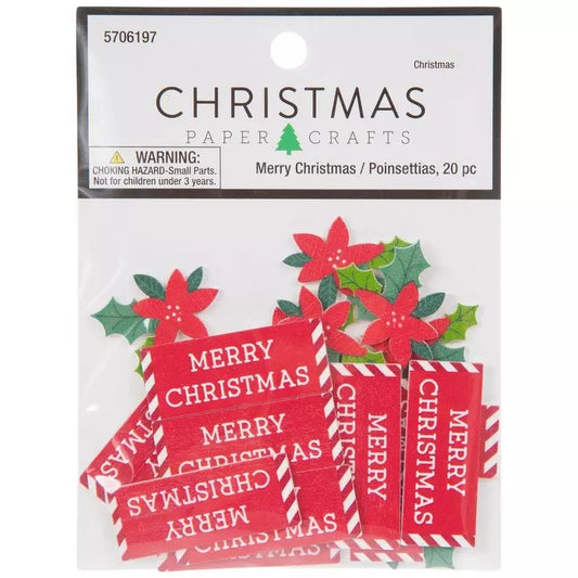 HL Craft Supply - Merry Christmas & Poinsettia Embellishments