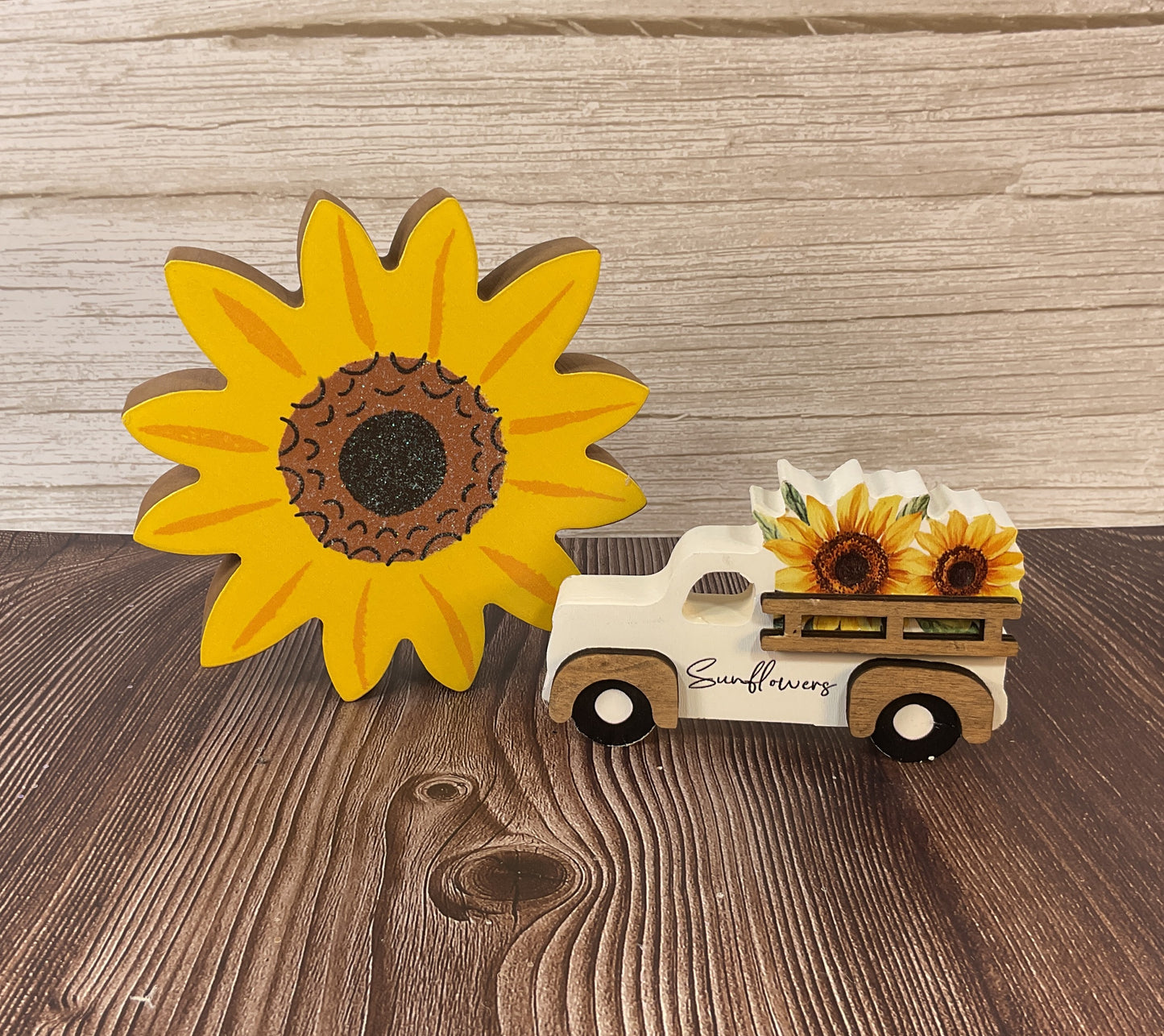 HL Spring Decor - Chunky Sunflower Mini Truck Tier Tray 2pc