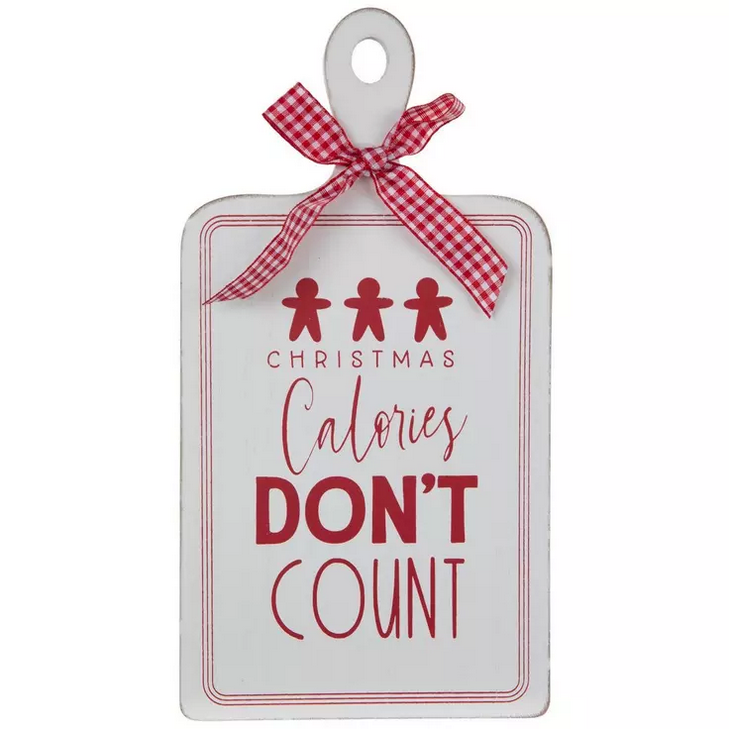 HL Christmas Decor - Wood Cutting Board Calories Gingerbread Sign