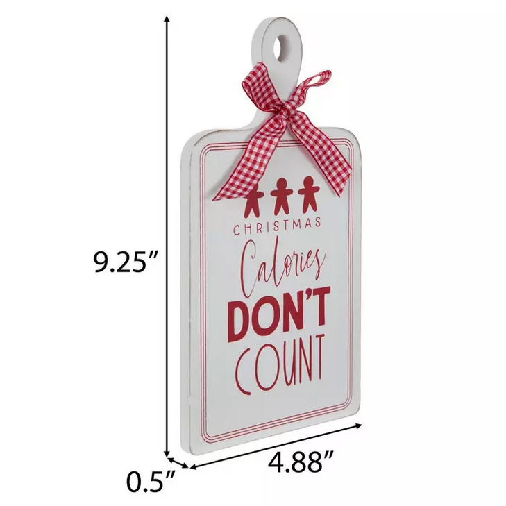 HL Christmas Decor - Wood Cutting Board Calories Gingerbread Sign