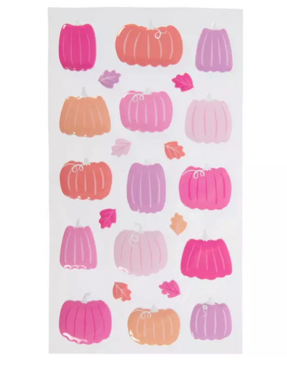 HL Fall Craft Supply - Pink Peach Lavender Puffy Pumpkin Stickers 23pc
