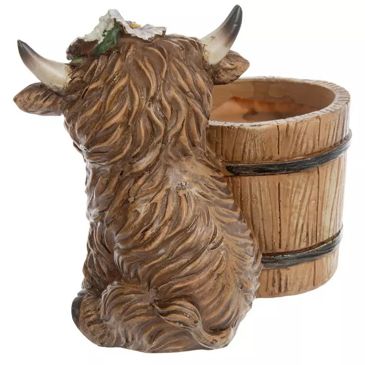 HL Spring Decor - Highland Cow Sunflower and Flower Small Planter 3pc Set