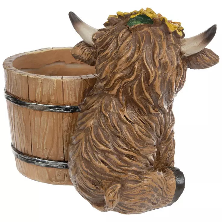 HL Spring Decor - Highland Cow Sunflower and Flower Small Planter 3pc Set