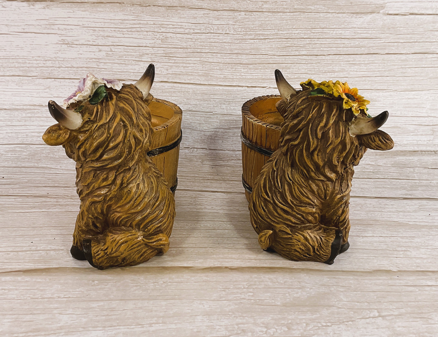 HL Spring Decor - Highland Cow Sunflower and Flower Small Planter 3pc Set