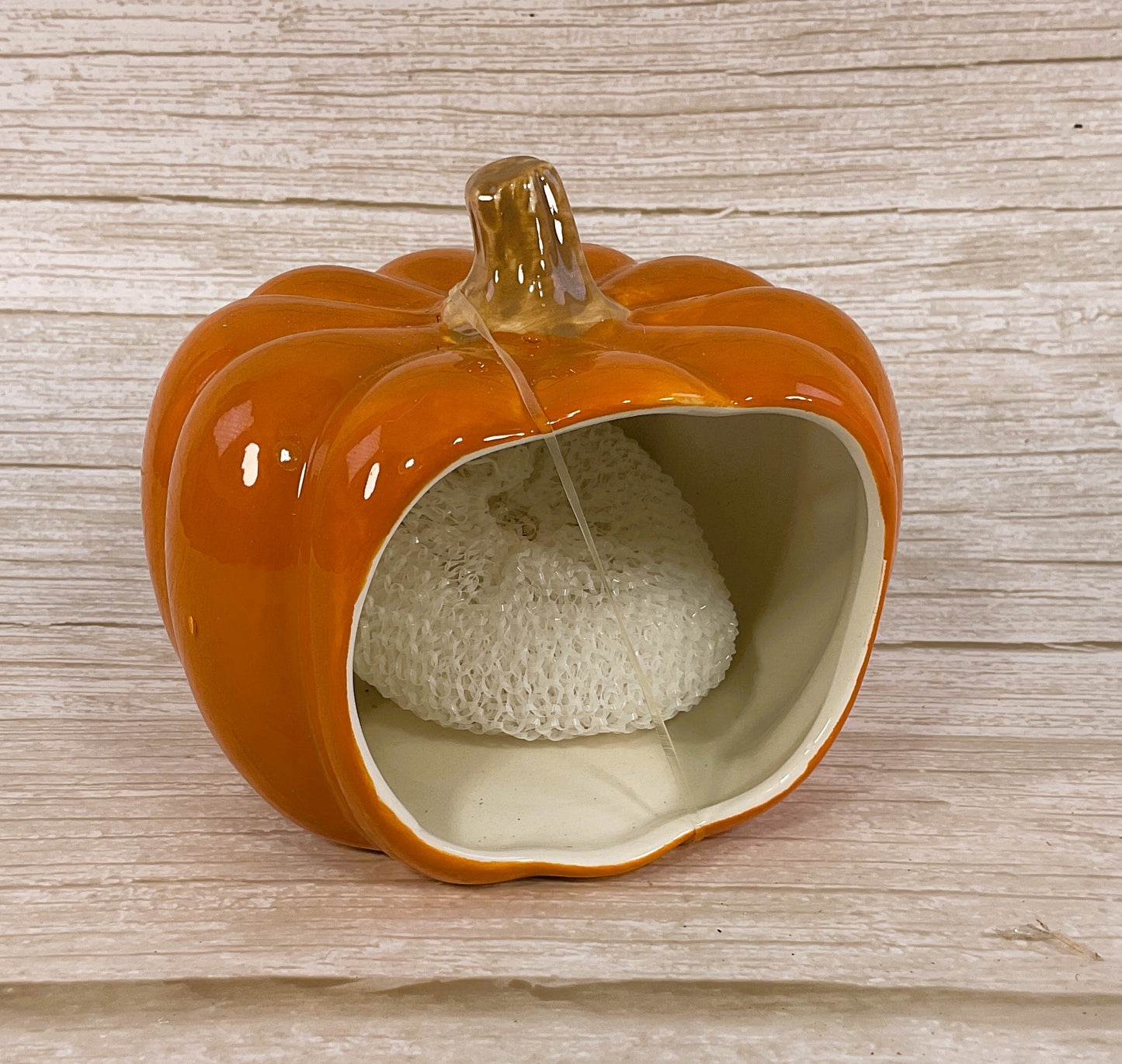 HL Fall Decor - Ceramic Pumpkin Scrubby Sponge Holder