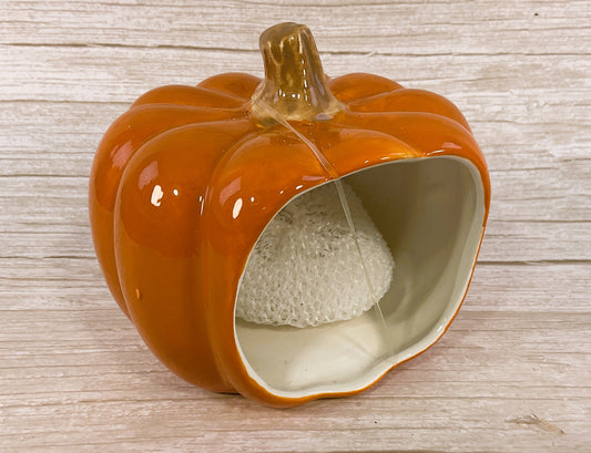 HL Fall Decor - Ceramic Pumpkin Scrubby Sponge Holder