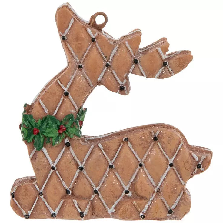 HL Christmas Decor  - Gingerbread Deer Reindeer Pattern Ornaments 2pc Set