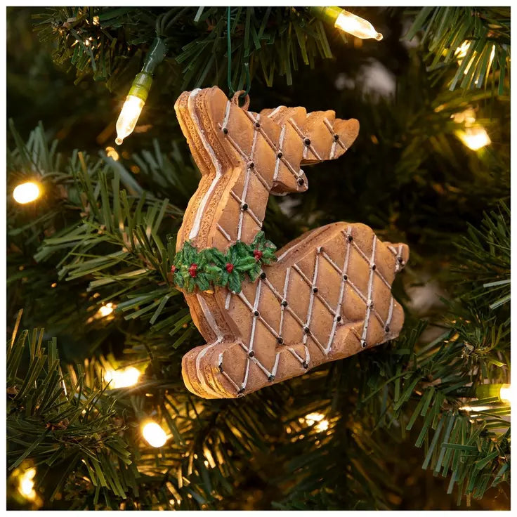 HL Christmas Decor  - Gingerbread Deer Reindeer Pattern Ornaments 2pc Set