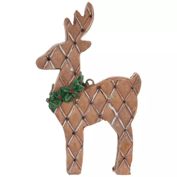 HL Christmas Decor  - Gingerbread Deer Reindeer Pattern Ornaments 2pc Set