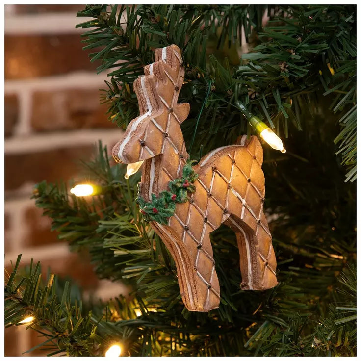 HL Christmas Decor  - Gingerbread Deer Reindeer Pattern Ornaments 2pc Set