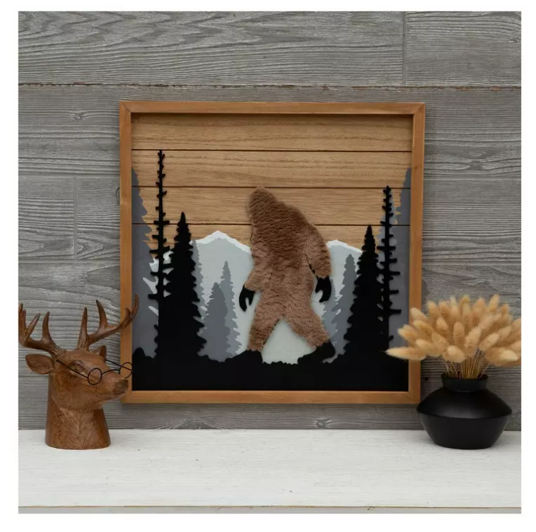 HL Home Decor - Furry Bigfoot Silhouette Wooded Wall Decor