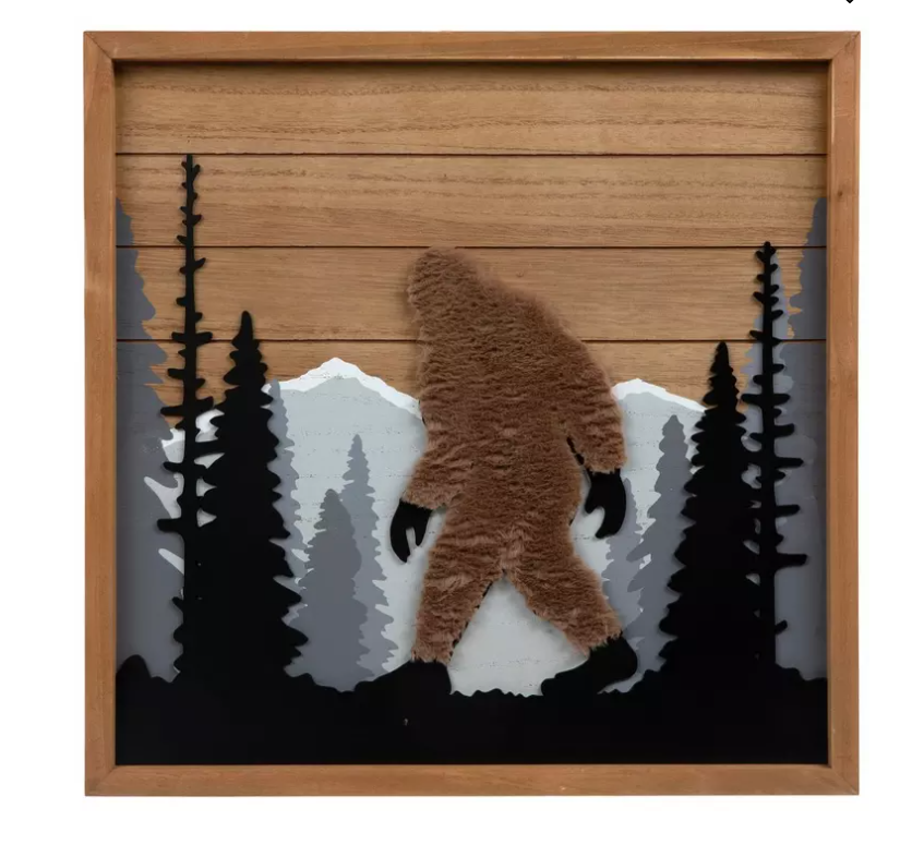 HL Home Decor - Furry Bigfoot Silhouette Wooded Wall Decor