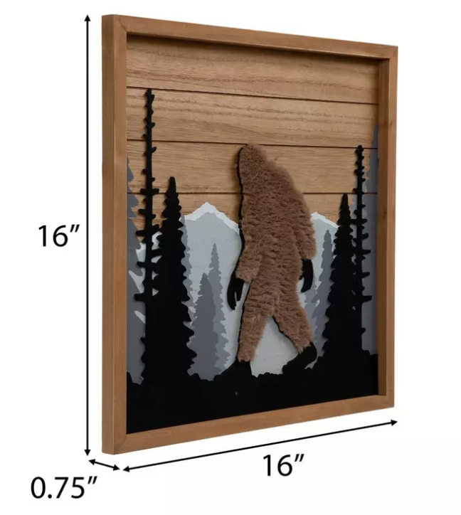 HL Home Decor - Furry Bigfoot Silhouette Wooded Wall Decor