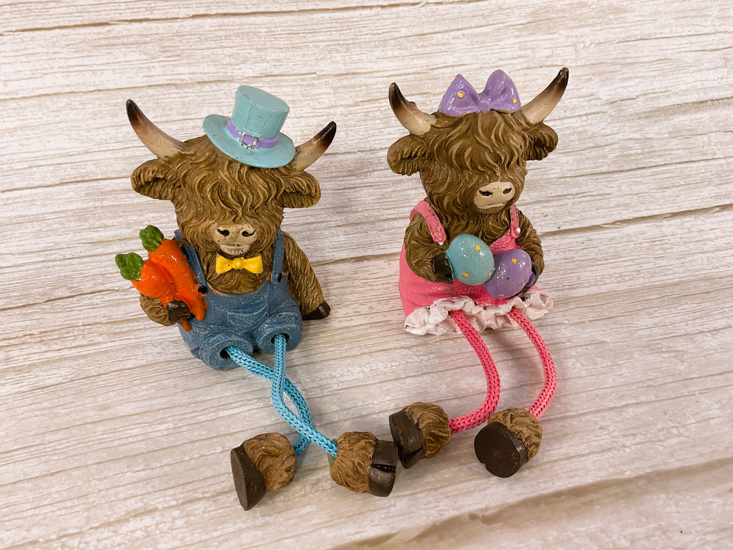 HL Easter Decor - Highland Cow Dangle Legs 2pc Set