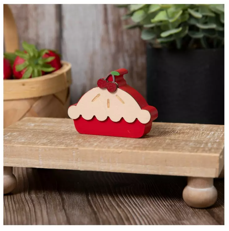 HL Spring Decor - Mini Wood Cherry Pie Tier Tray Decor