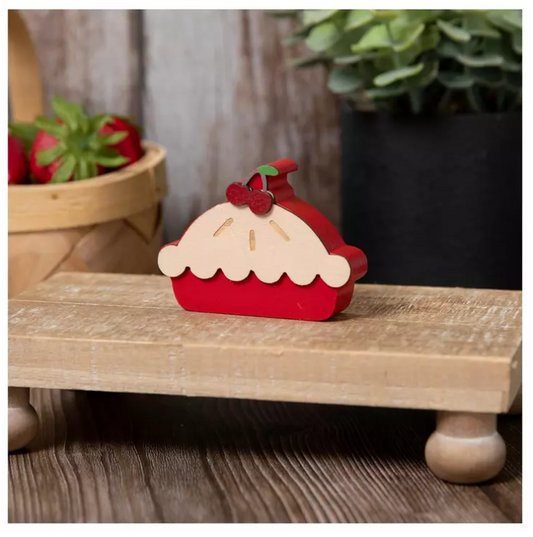 HL Spring Decor - Mini Wood Cherry Pie Tier Tray Decor