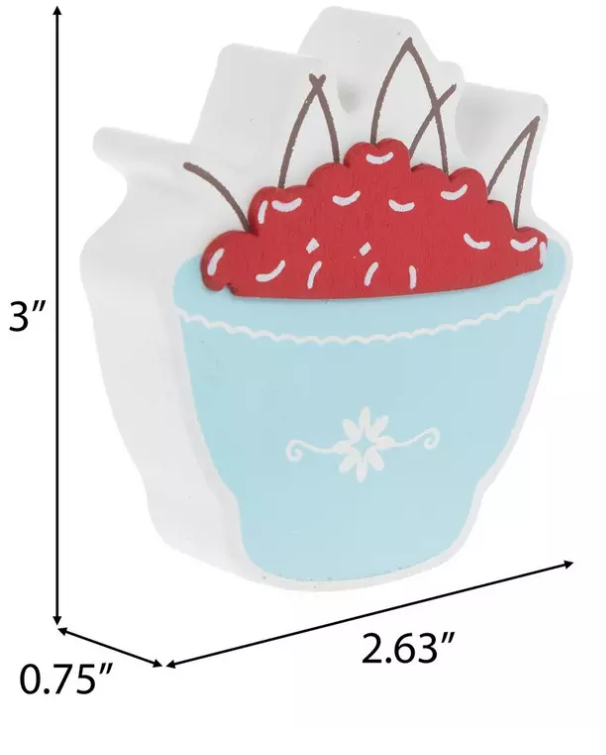 HL Spring Decor - Mini Wood Cherry Bowl Tier Tray Decor