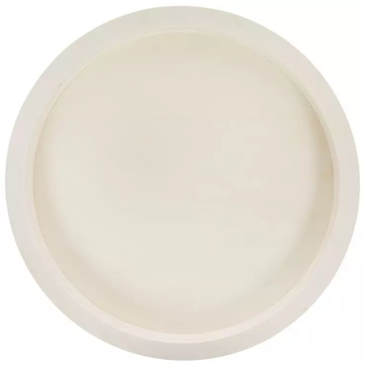 HL Spring Craft Decor - DIY Unfinish Round Wood Tray 14-inch Diameter