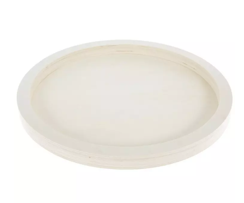 HL Spring Craft Decor - DIY Unfinish Round Wood Tray 14-inch Diameter