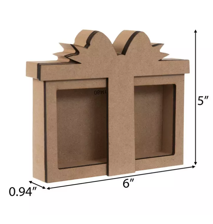 HL Christmas Craft Supply - Fillable Short Wood DIY Gift Box with Window