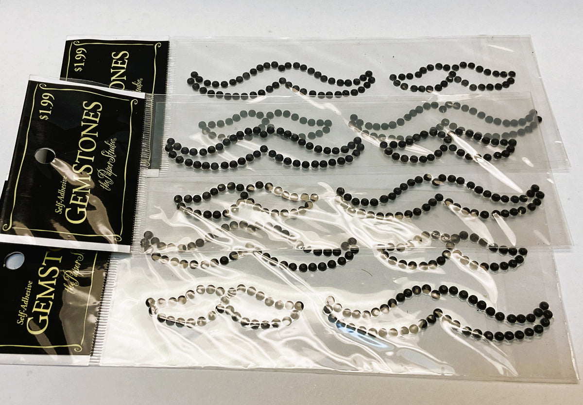 HL Halloween Craft Supply - Gemstone Black Mustache Stickers 3 Sets