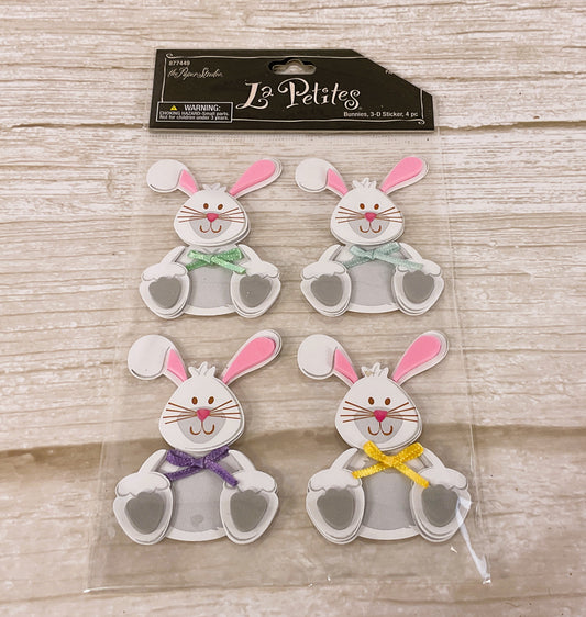 HL Easter Craft Supply - 3-D La Petites Paper Studio Bunny Stickers 1pk