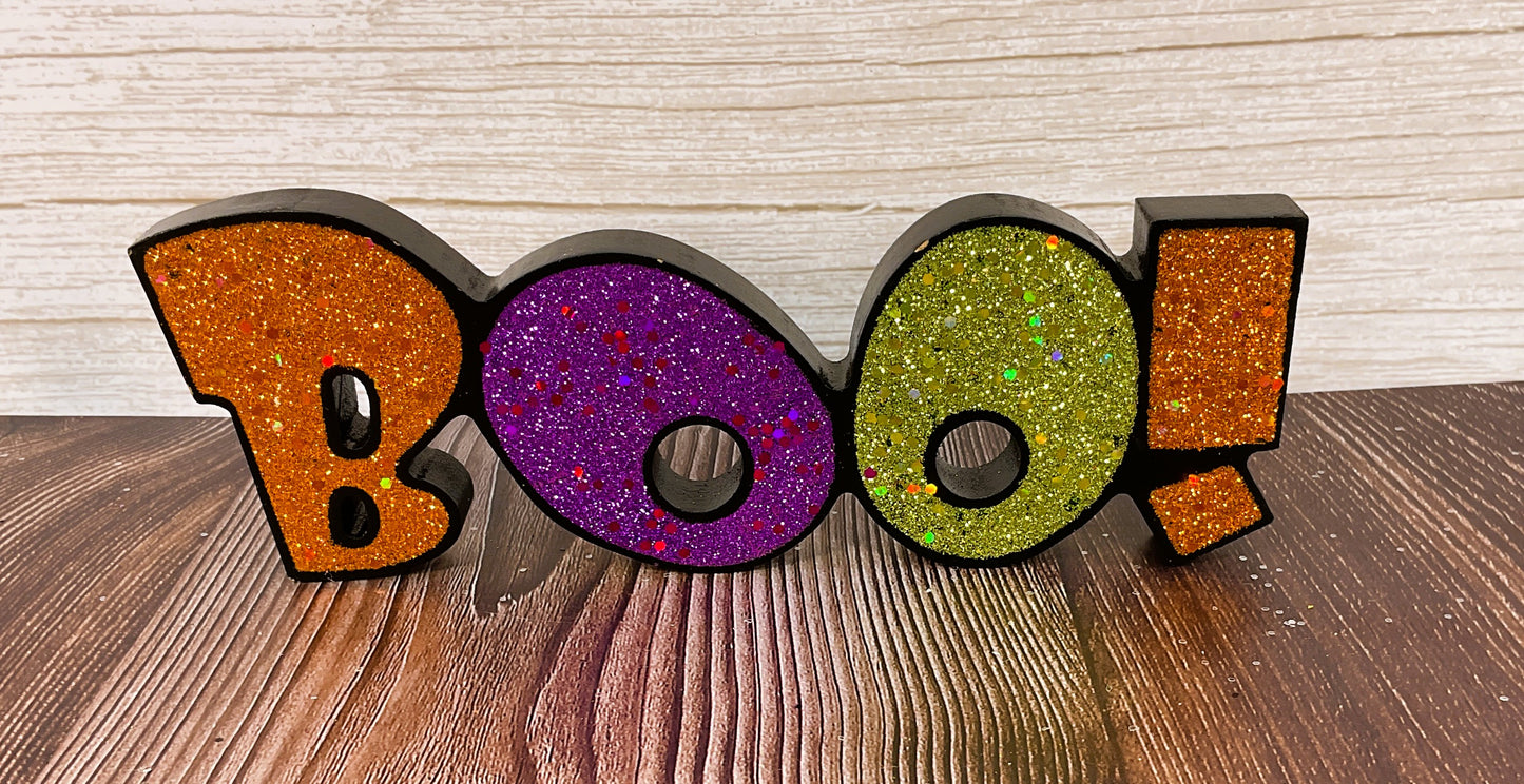 HL Halloween Decor - Spooky Boo Scary Chunky Glitter Words 3pc Set