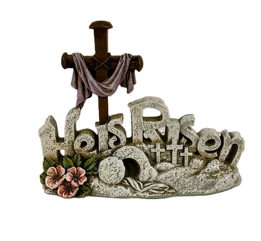 HL Easter Decor - Small He Is Risen Resin Tomb Scene