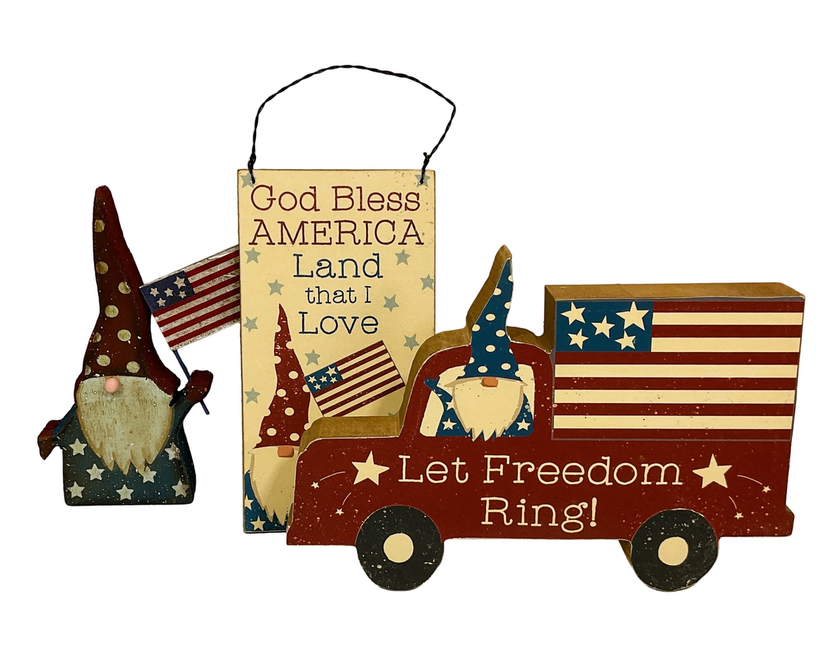 PBK Patriotic Decor - Gnome God Bless America Small Sitter