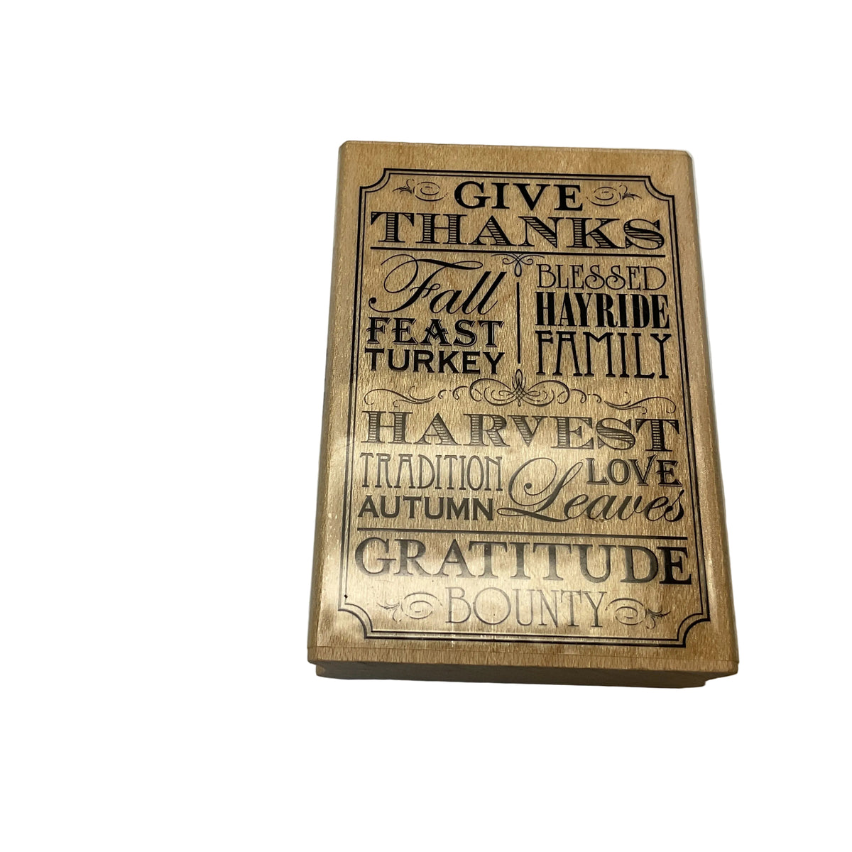 Stampabilities Fall Wood-Mounted Rubber Stamp ~ Give Thanks Subway #459370-GR