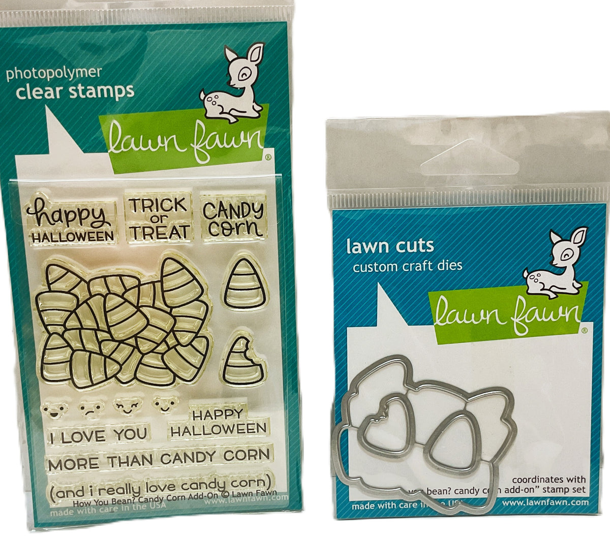 Lawn Fawn Halloween Stamps & Die Cut Set - Clear Candy Corn Theme