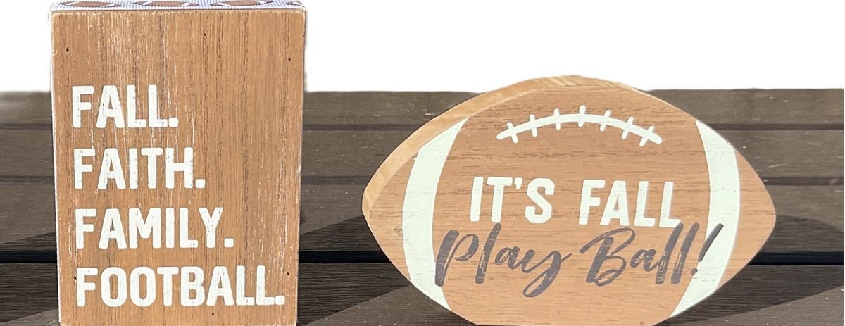AGSD Fall Decor - Faith Family Football Ball Tier Tray 2pc Set