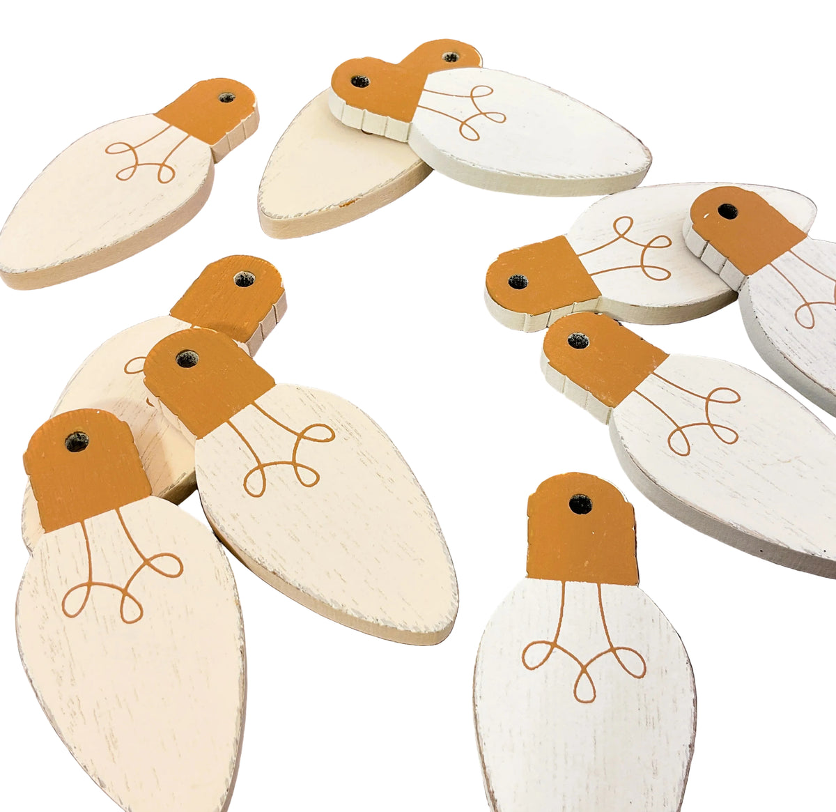 AGSD Christmas Craft Supply - DIY Natural Wood C-9 Light Bulb 10pc Set