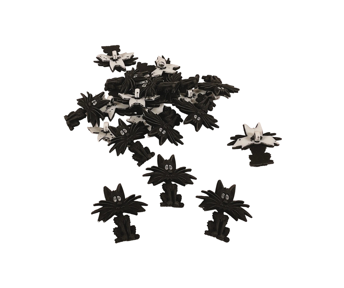 Halloween Craft Supply - Black Scaredy Cat Button Embellishments 15pc