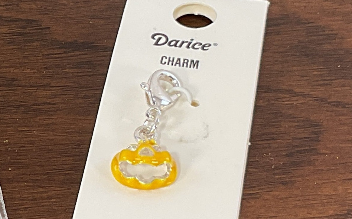Darice Halloween Craft - MINI Yellow Pumpkin Charm Lobster-claw