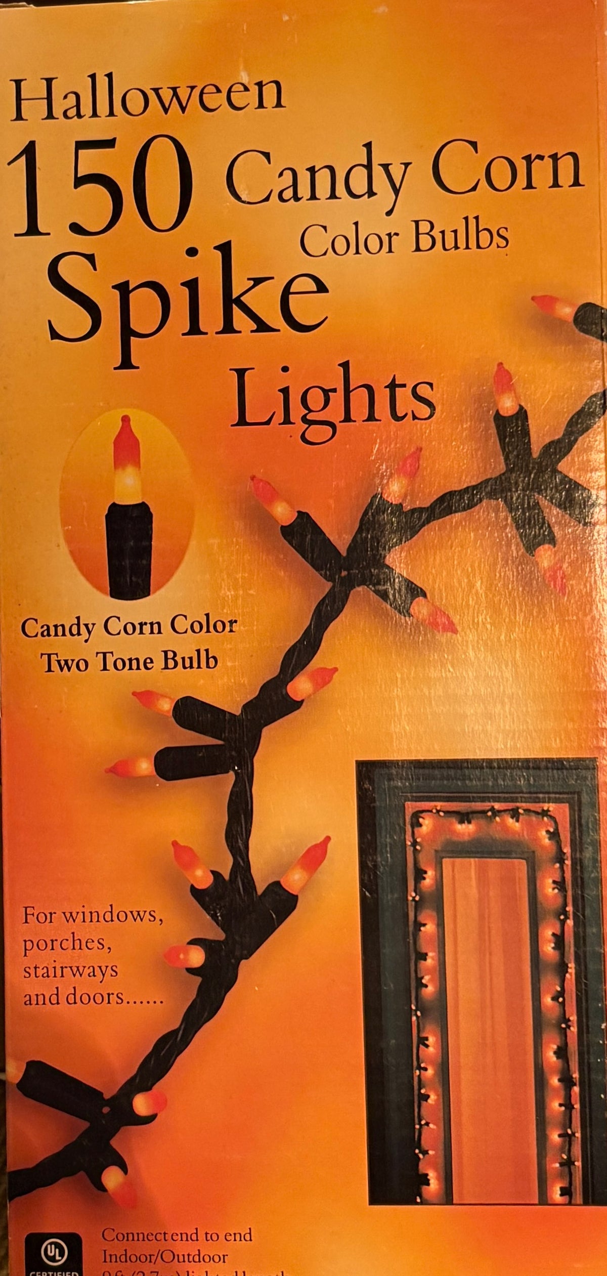 Darice Halloween Decor - 150ct Candy Corn Cluster Lights on Black Cord Strand