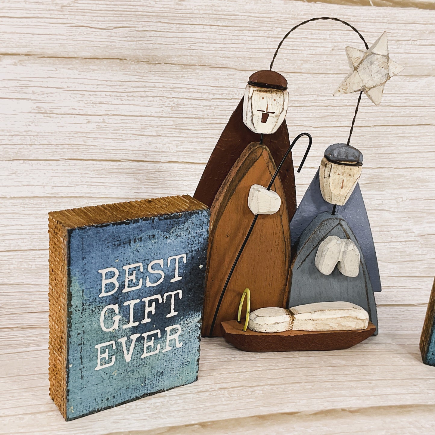 PBK Christmas Decor - Farmhouse Nativity Holy Family Sitter Bundle 3pc