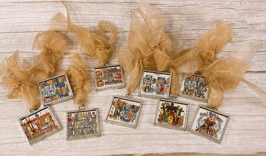 AGSD Fall Decor - Christian-theme Mirror Ornaments 9pc Set