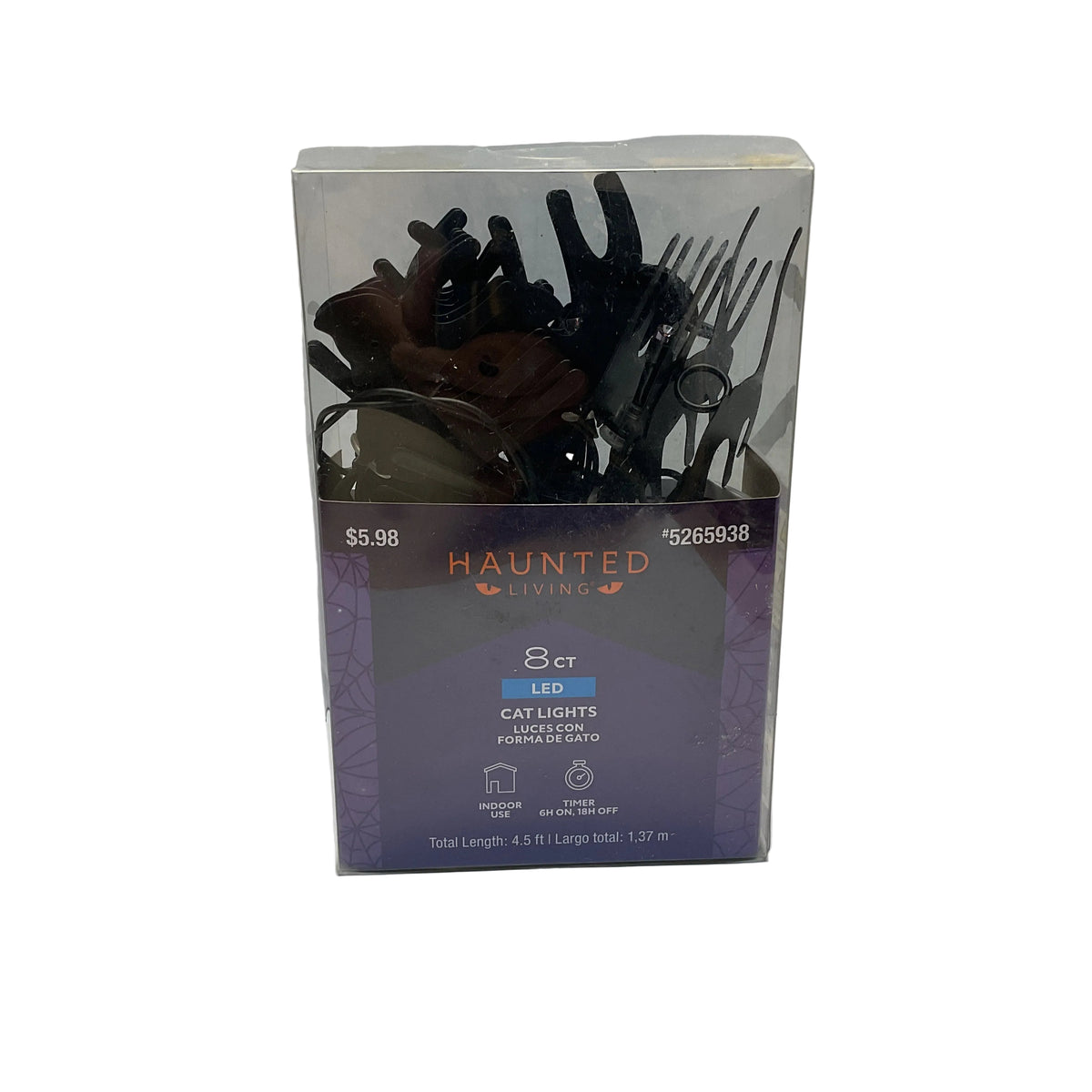 Lowes Halloween Decor - 8ct Black Cat Miniature Light Battery Operated Black Strand