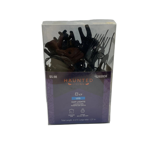 Lowes Halloween Decor - 8ct Black Cat Miniature Light Battery Operated Black Strand