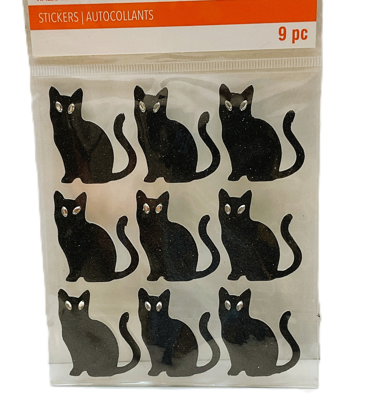 Michaels Halloween Craft Supply - Glitter Black Cat Sticker 9pc
