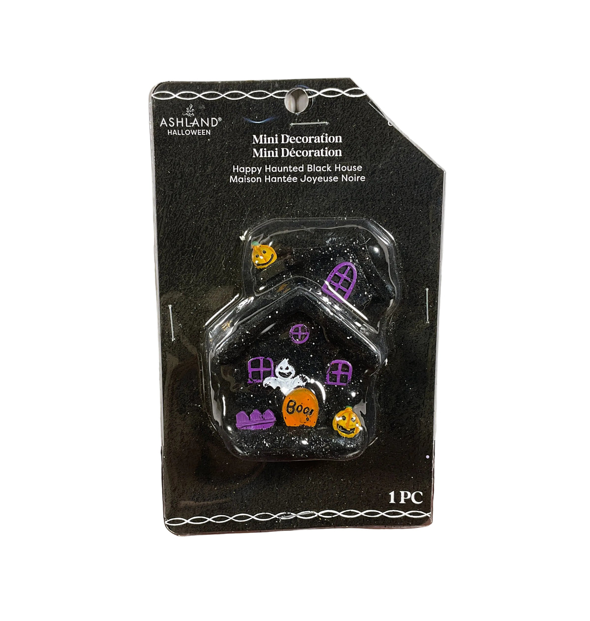 Michaels Ashlands Halloween Decor - Black Glitter Haunted House Resin Figurine