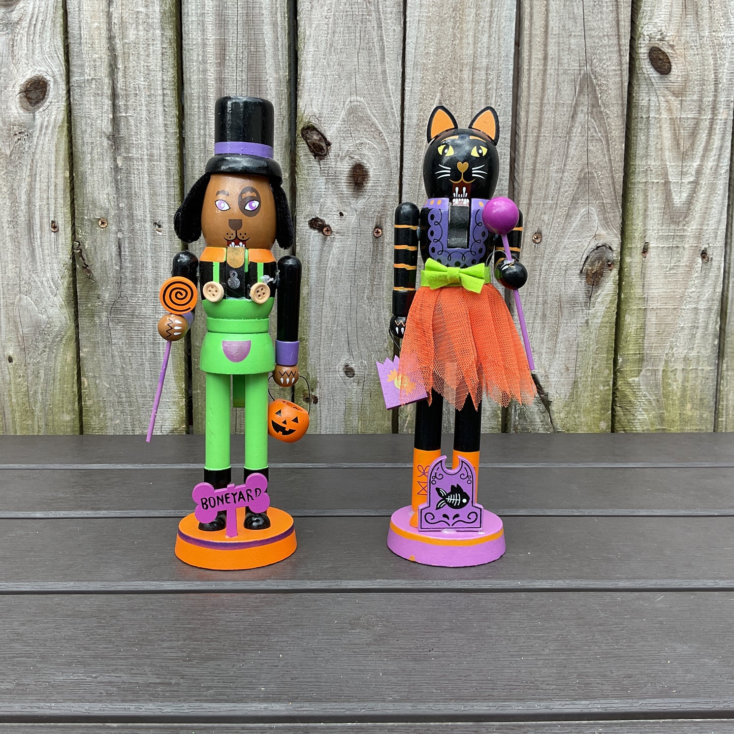 Michaels Halloween Decor - Dog Cat Nutcrackers 2pc Set